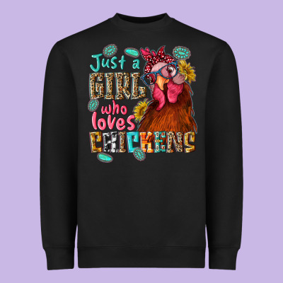 Just A Girl Who Loves Chickens Heavyweight Sweatshirt Designed By Nancycooperartshop