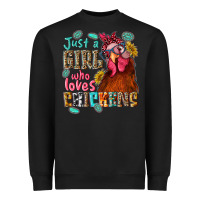 Black just a girl who loves chickens Heavyweight Sweatshirt - NancyCooperArtShop