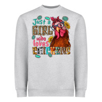 Heather Grey just a girl who loves chickens Heavyweight Sweatshirt - NancyCooperArtShop