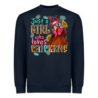 Navy just a girl who loves chickens Heavyweight Sweatshirt - NancyCooperArtShop