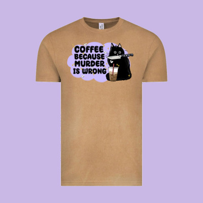 Coffee Because Murder Is Wrong Vintage Tee Designed By Maliassmallbusiness