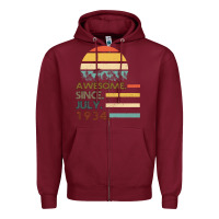 Burgundy Awesome Since JULY 1934 Zipper Hoodie - Bettercallsaul
