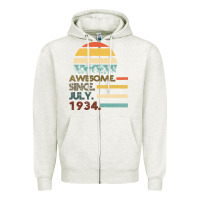 Oatmeal Heather Awesome Since JULY 1934 Zipper Hoodie - Bettercallsaul