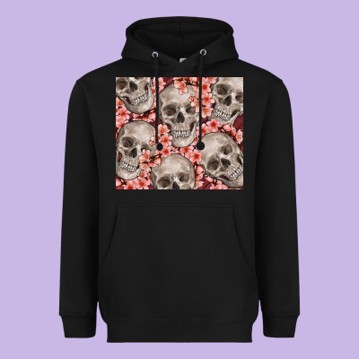 Skulls And Flowers Heavyweight Hoodie Designed By Tumblerdesignbyshophia