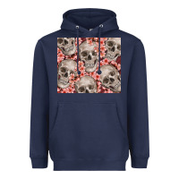 Navy skulls and flowers Heavyweight Hoodie - TumblerDesignByShophia