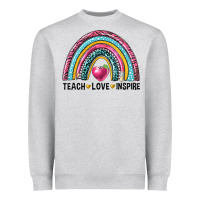Heather Grey rainbow teach love inspire Heavyweight Sweatshirt - NancyCooperArtShop