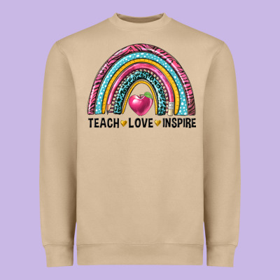 Rainbow Teach Love Inspire Heavyweight Sweatshirt Designed By Nancycooperartshop