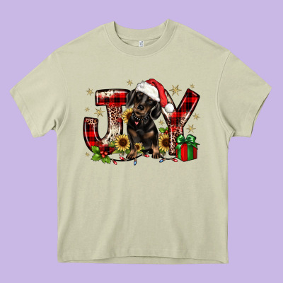 Christmas Joy Dachshund Heavy Core Tee Designed By Jahusdesignshop