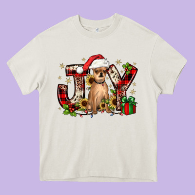 Christmas Joy Chihuahua Heavy Core Tee Designed By Jahusdesignshop
