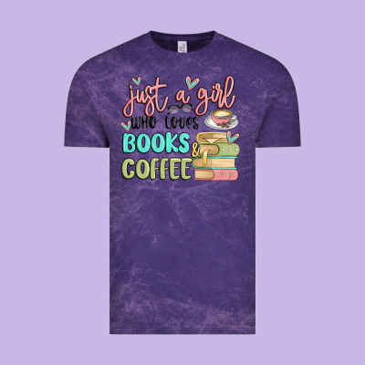 Just A Girl Who Loves Books And Coffee Vintage Tee Designed By Maliassmallbusiness