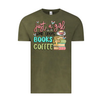 Vintage Olive just a girl who loves books and coffee Vintage Tee - MaliasSmallBusiness