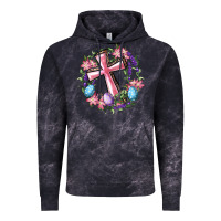 Cloud Black Cross With Floral Wreath And Easter Eggs Vintage Hoodie - RanaPortraitStore