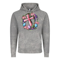 Cloud Rock Cross With Floral Wreath And Easter Eggs Vintage Hoodie - RanaPortraitStore