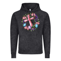 Vintage Black Cross With Floral Wreath And Easter Eggs Vintage Hoodie - RanaPortraitStore