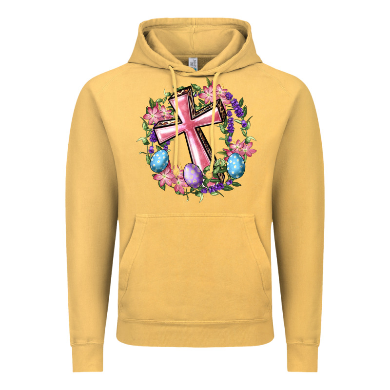 Cross With Floral Wreath And Easter Eggs Vintage Hoodie by RanaPortraitStore | Teevron