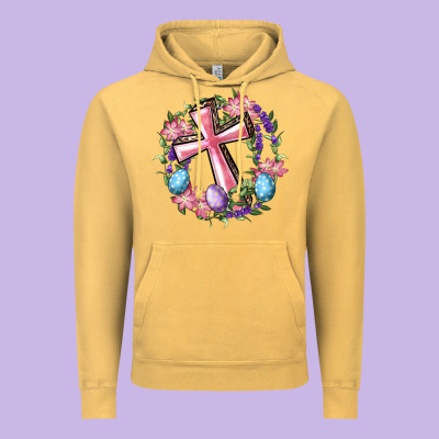 Cross With Floral Wreath And Easter Eggs Vintage Hoodie Designed By Ranaportraitstore