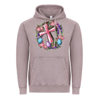 Vintage Zinc Cross With Floral Wreath And Easter Eggs Vintage Hoodie - RanaPortraitStore