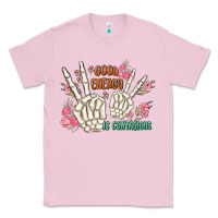 Bubblegum Pink good energy is contagious Classic Tee - MaliasSmallBusiness