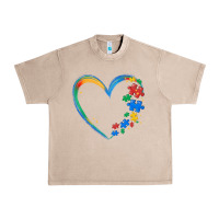 French Oak autism heart Urban Heavy Tee - MaliasSmallBusiness