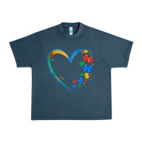 Midnight Navy autism heart Urban Heavy Tee - MaliasSmallBusiness