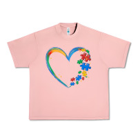 Salmon autism heart Urban Heavy Tee - MaliasSmallBusiness