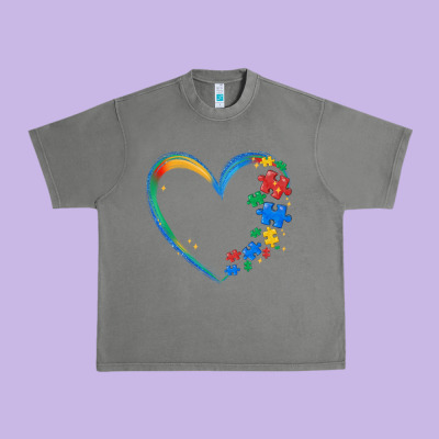 Autism Heart Urban Heavy Tee Designed By Maliassmallbusiness