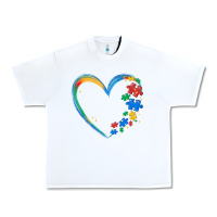 White autism heart Urban Heavy Tee - MaliasSmallBusiness