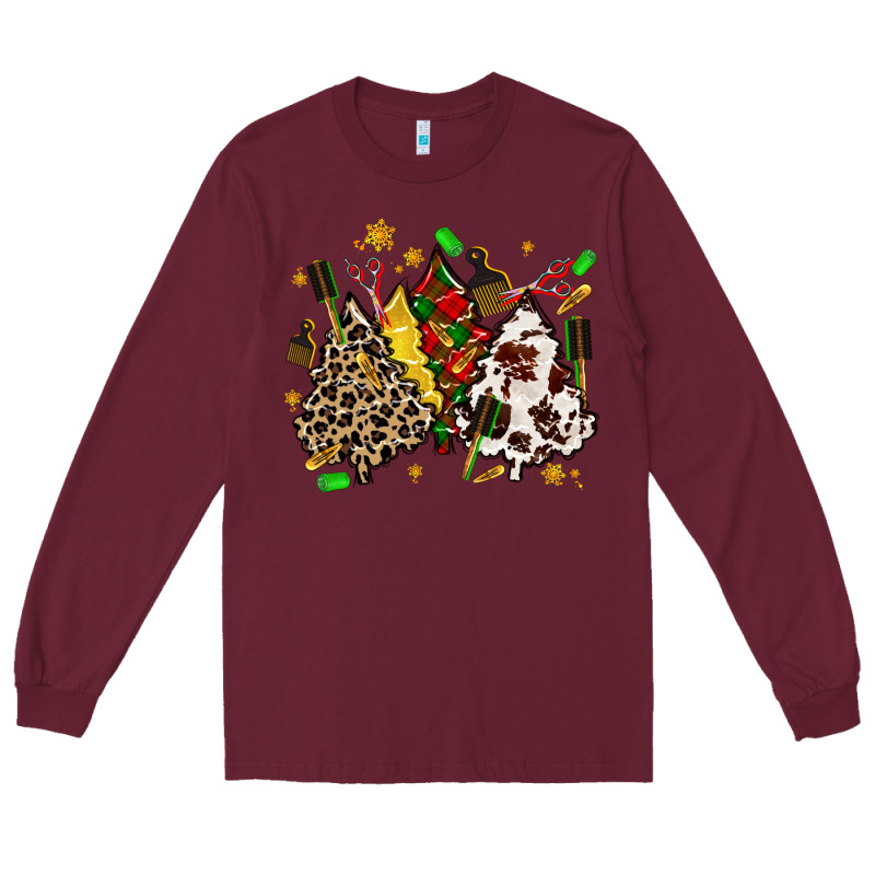 Hair Stylist With Christmas Tree Long Sleeve Tee by MaliasSmallBusiness | Teevron