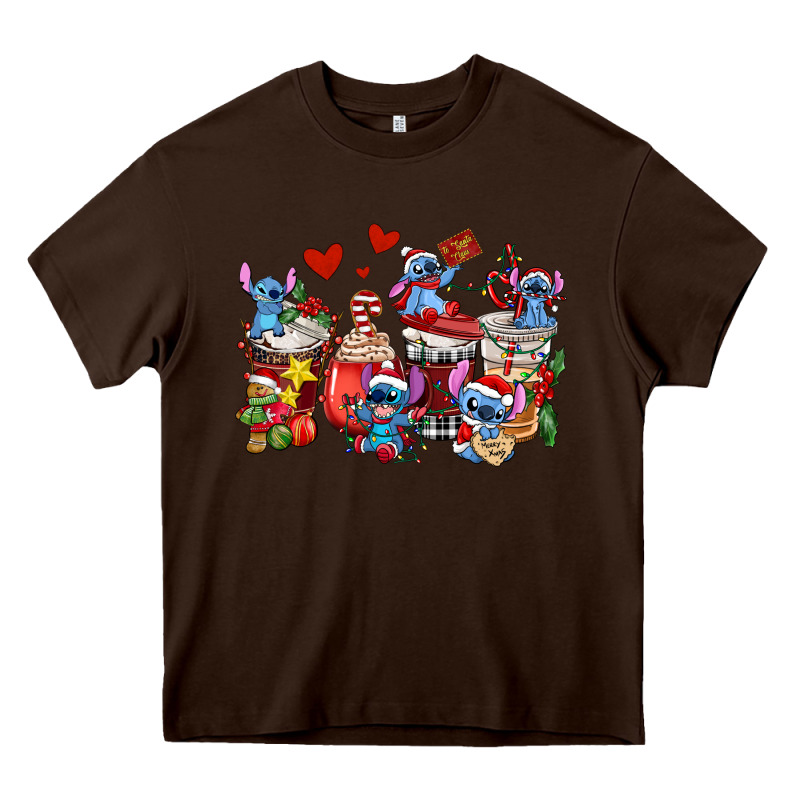 Christmas Stitch Coffee Cups Heavy Core Tee by AdoDesignShop | Teevron
