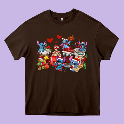 Christmas Stitch Coffee Cups Heavy Core Tee Designed By Adodesignshop