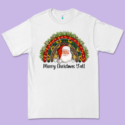 Merry Christmas Y'all Santa Rainbow Premium Tee Designed By Adodesignshop