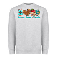 Heather Grey peace love teach Heavyweight Sweatshirt - NancyCooperArtShop