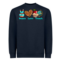 Navy peace love teach Heavyweight Sweatshirt - NancyCooperArtShop
