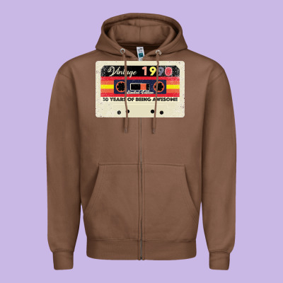 30th Birthday 30 Years 1990 Retro Tape Cassette Zipper Hoodie Designed By Bettercallsaul