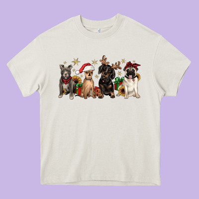 Christmas Chihuahua Pitbull Pug Dachshund Heavy Core Tee Designed By Jahusdesignshop