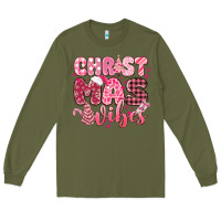 Army Green christmas vibes pink Long Sleeve Tee - MaliasSmallBusiness