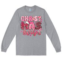 Heather Grey christmas vibes pink Long Sleeve Tee - MaliasSmallBusiness