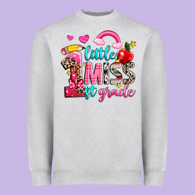 Little Miss First Grade Heavyweight Sweatshirt Designed By Nancycooperartshop