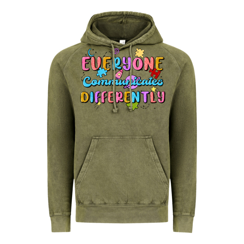Everyone Communicates Differently Vintage Hoodie by MaliasSmallBusiness | Teevron