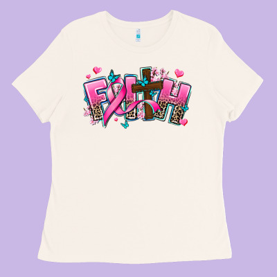 Cancer Faith Cross Ladies Tee Designed By Adodesignshop