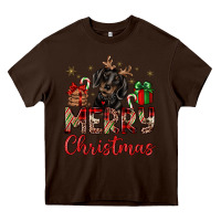 Chocolate Brown merry christmas dachshund Heavy Core Tee - JahusDesignShop