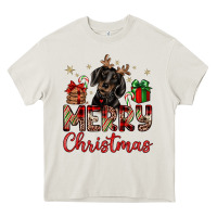 Cream merry christmas dachshund Heavy Core Tee - JahusDesignShop