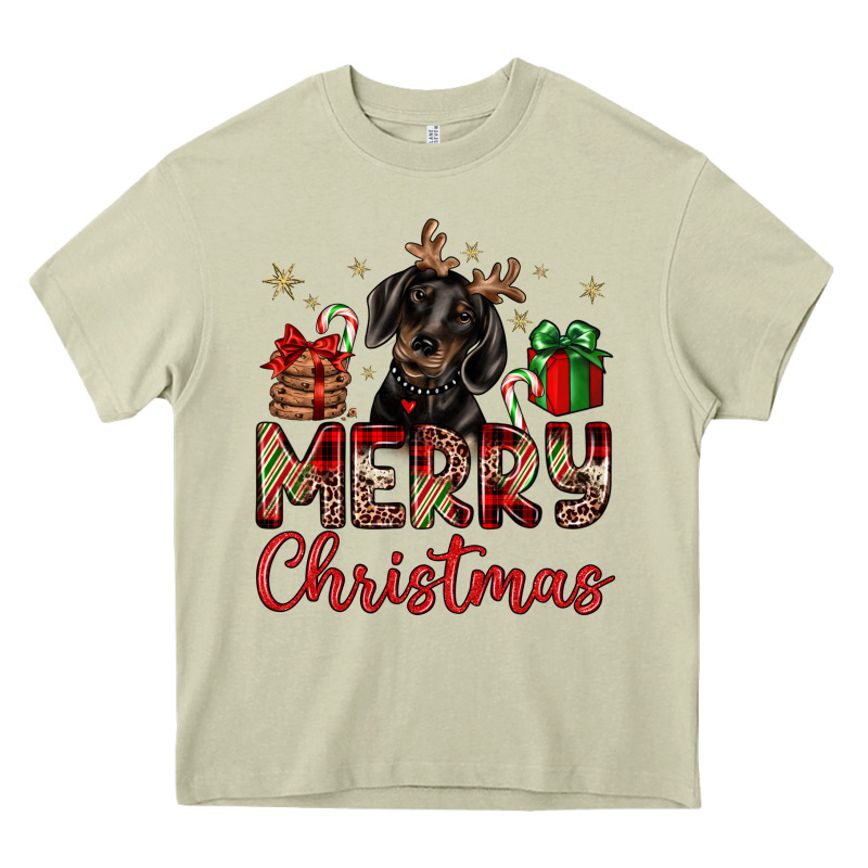 Merry Christmas Dachshund Heavy Core Tee by JahusDesignShop | Teevron