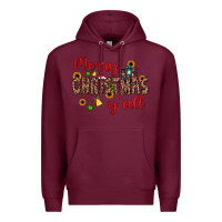 Burgundy merry christmas y'all Premium Hoodie - JahusDesignShop