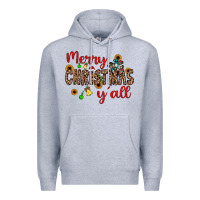 Heather Grey merry christmas y'all Premium Hoodie - JahusDesignShop