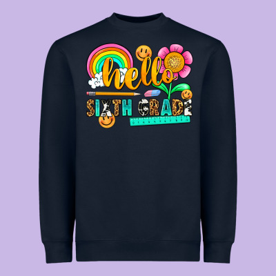 Hello Sixth Grade Heavyweight Sweatshirt Designed By Nancycooperartshop