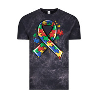 Cloud Black autism puzzle ribbon Vintage Tee - MaliasSmallBusiness