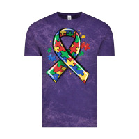 Cloud Purple autism puzzle ribbon Vintage Tee - MaliasSmallBusiness