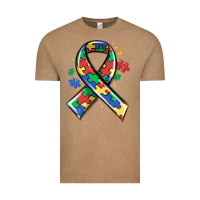 Vintage Coffee autism puzzle ribbon Vintage Tee - MaliasSmallBusiness