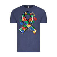 Vintage Denim autism puzzle ribbon Vintage Tee - MaliasSmallBusiness
